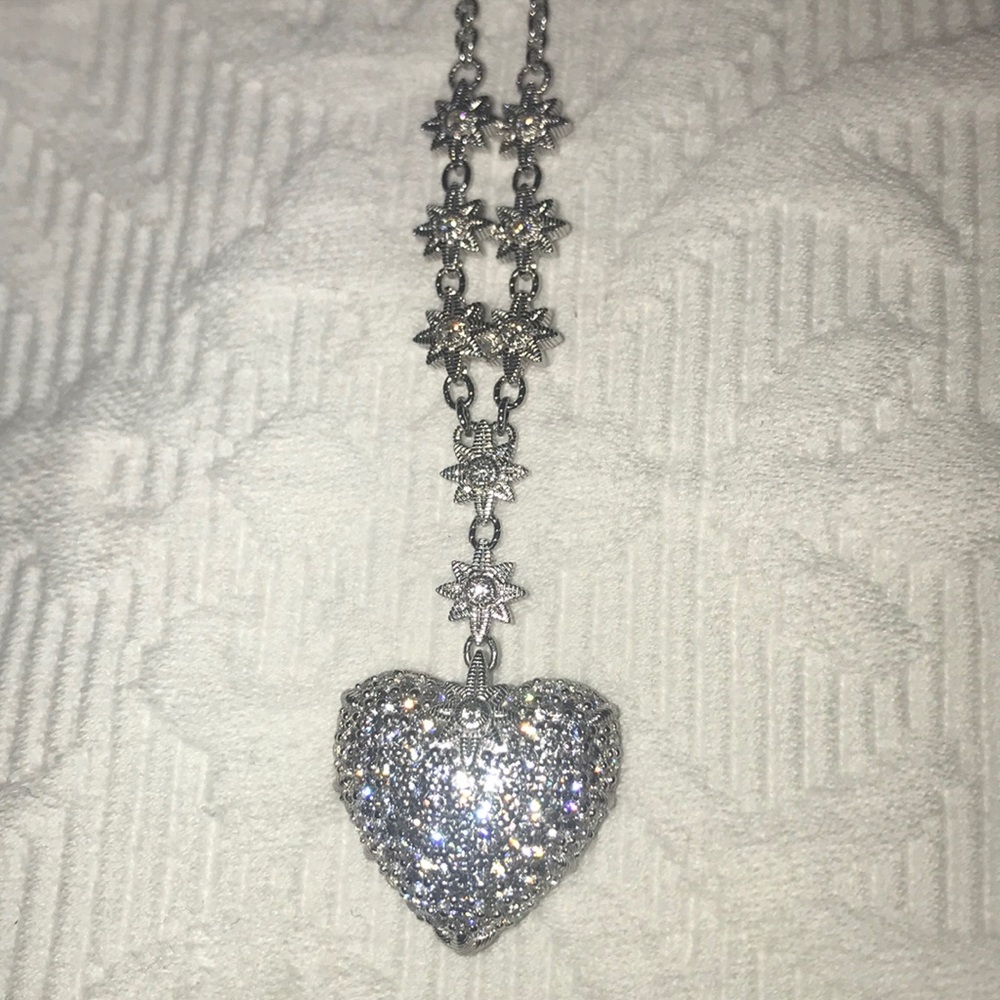 Judith Riptka Heart Necklace w/ Swarovski Crystals